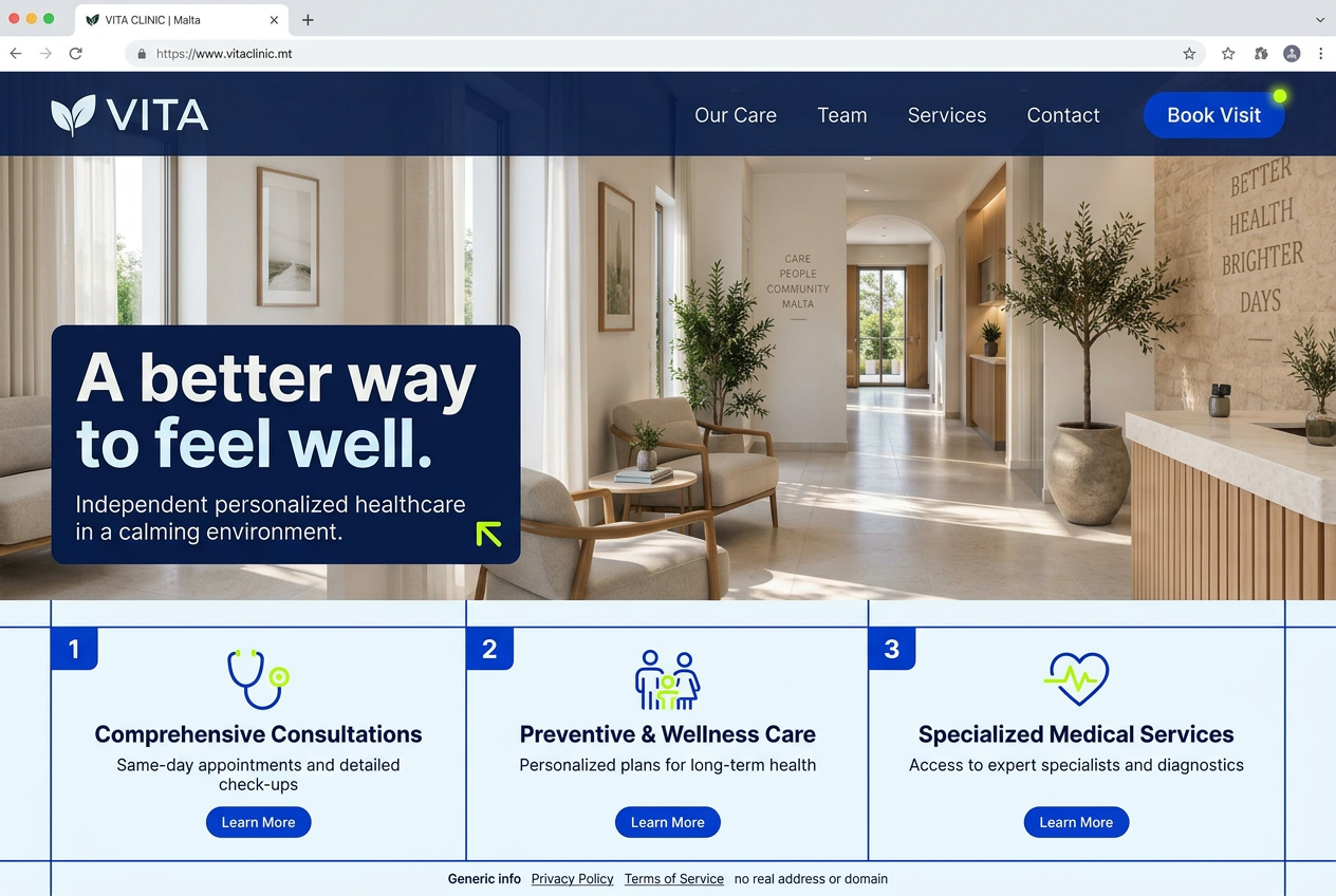 Concept website preview for local medical & health layout