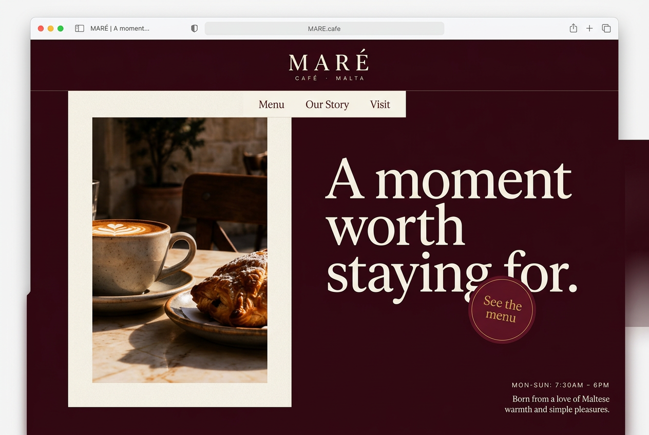 Concept website preview for retail & hospitality framework